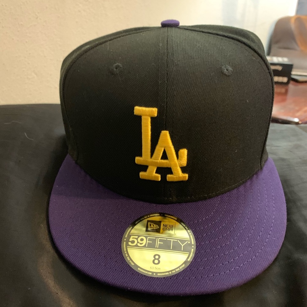 New Era LA Dodgers hat black gold purple lakers 8